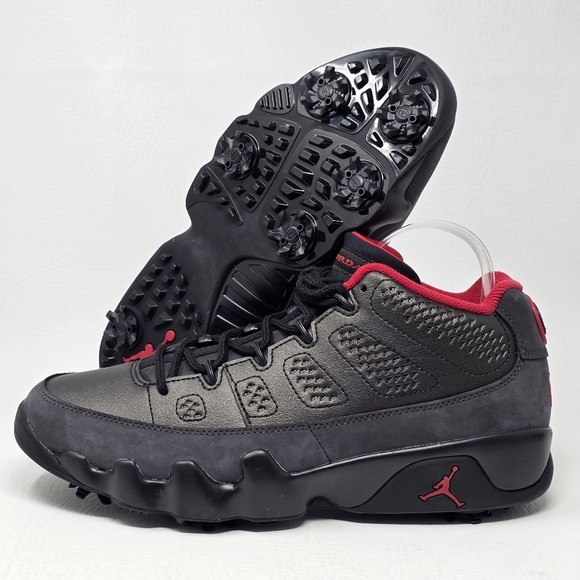 Nike Air Jordan 9 Low Golf Charcoal Men Size 8 Black True Red Shoes FJ5934-002
